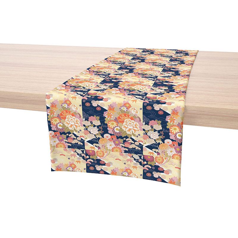 Table Runner， 100% Polyester， 14x108， Japanese Flower Pattern