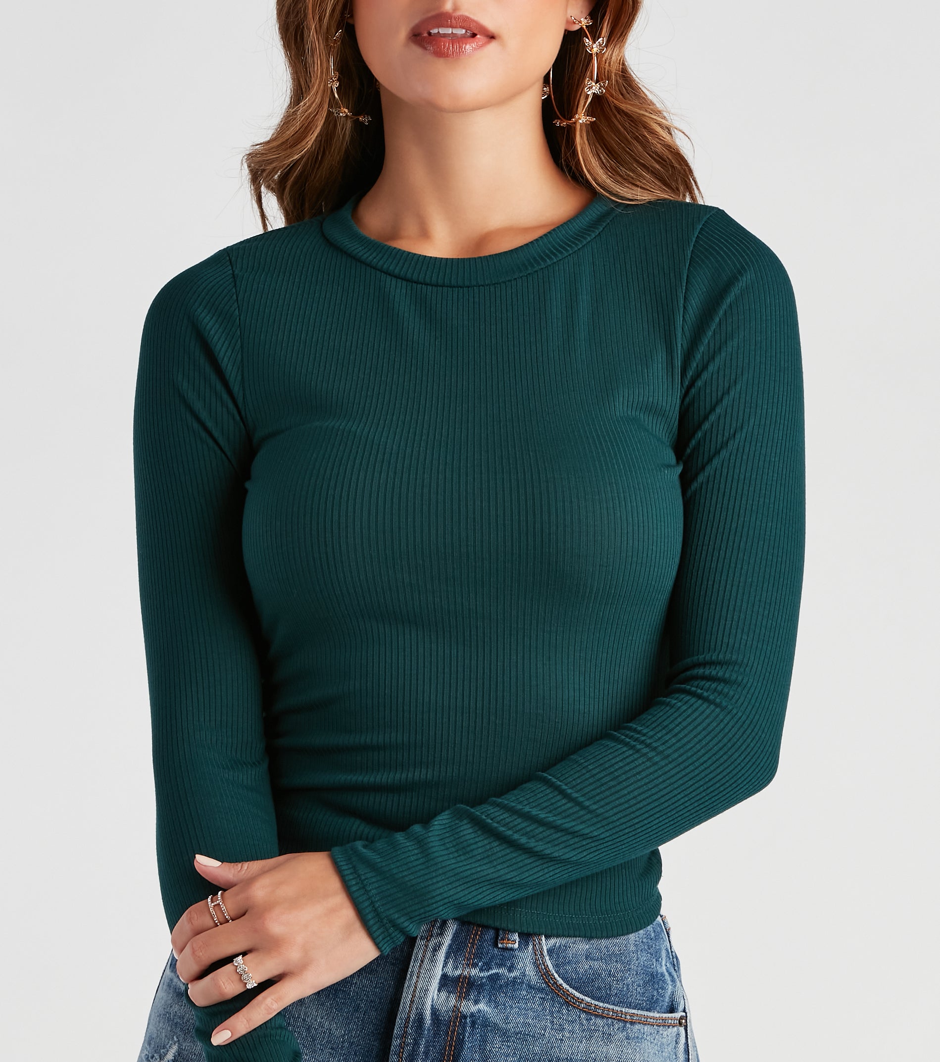 Long Sleeve Ribbed Basic Top