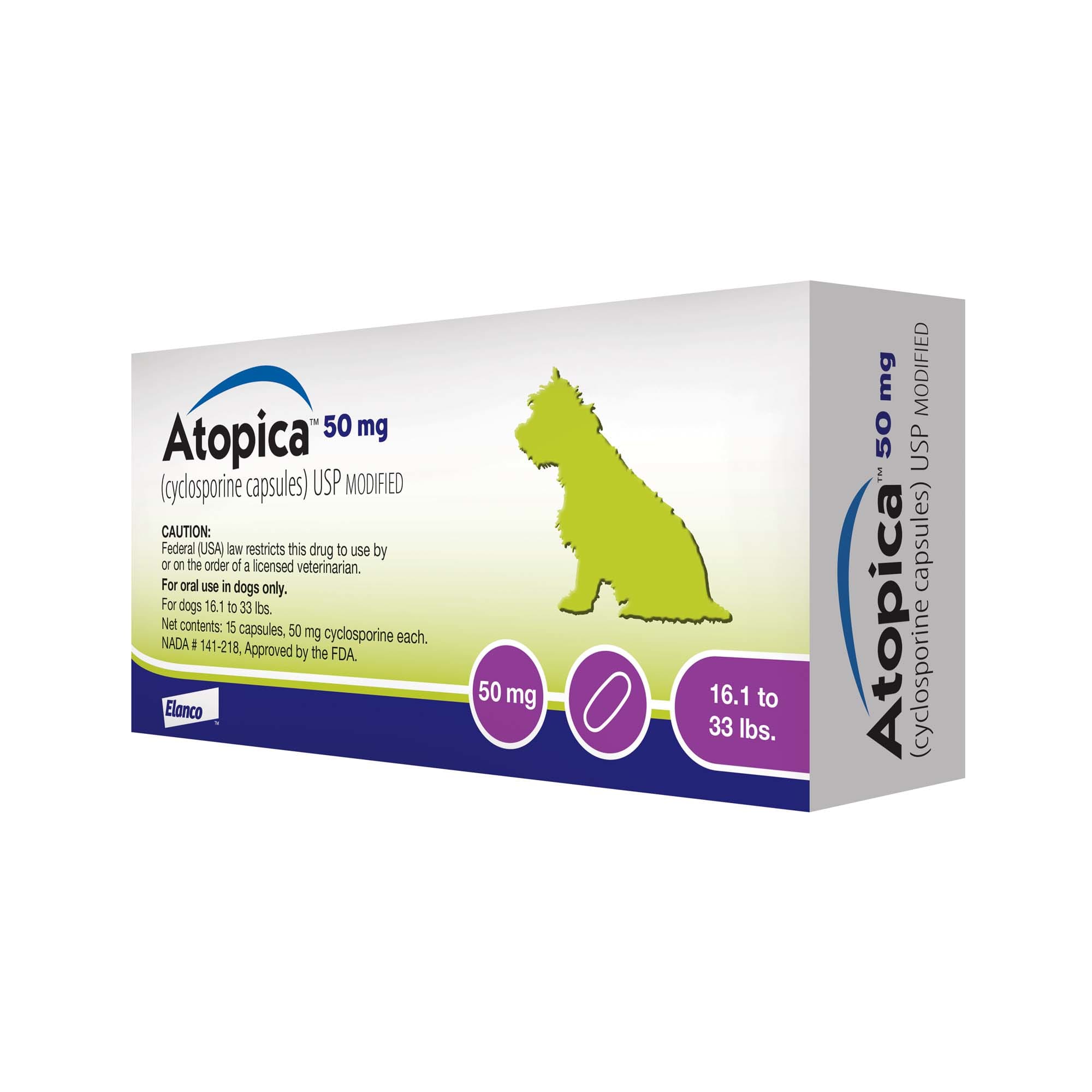 Atopica 50 mg for Dogs， 15 Capsules