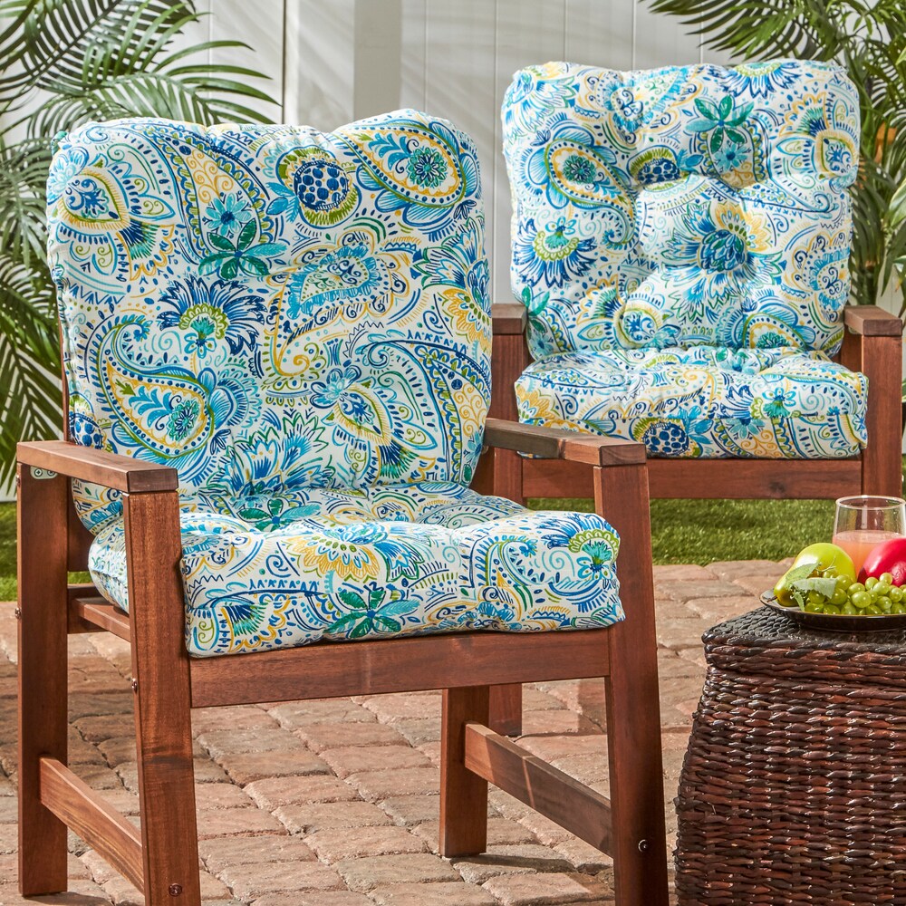 Christiansen Painted Paisley 21 inch x 42 inch Outdoor Seat/Back Chair Cushion (Set of 2) by Havenside Home   21w x 42l