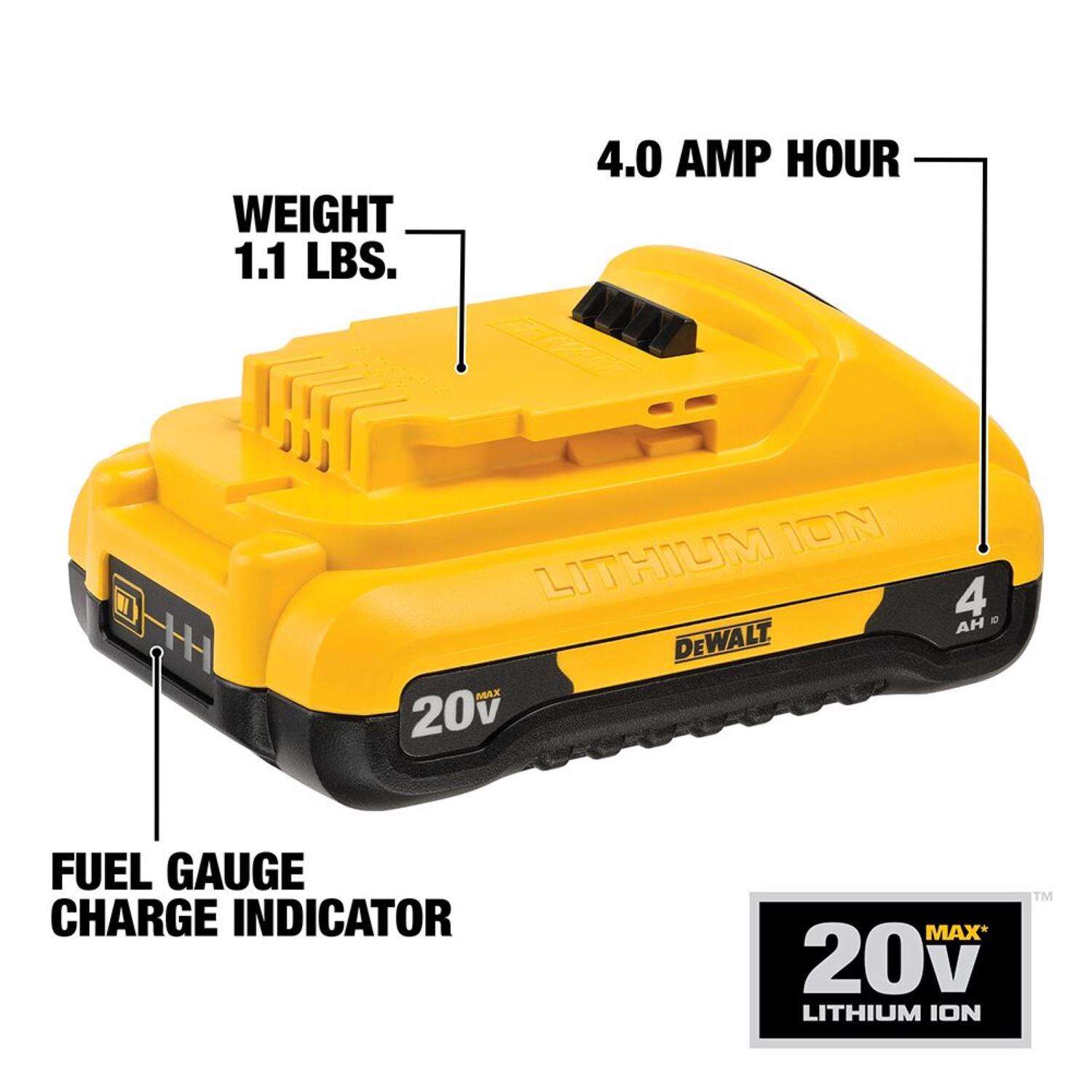 DW 20V MAX DCB240 4 Ah Lithium-Ion Compact Battery 1 pc