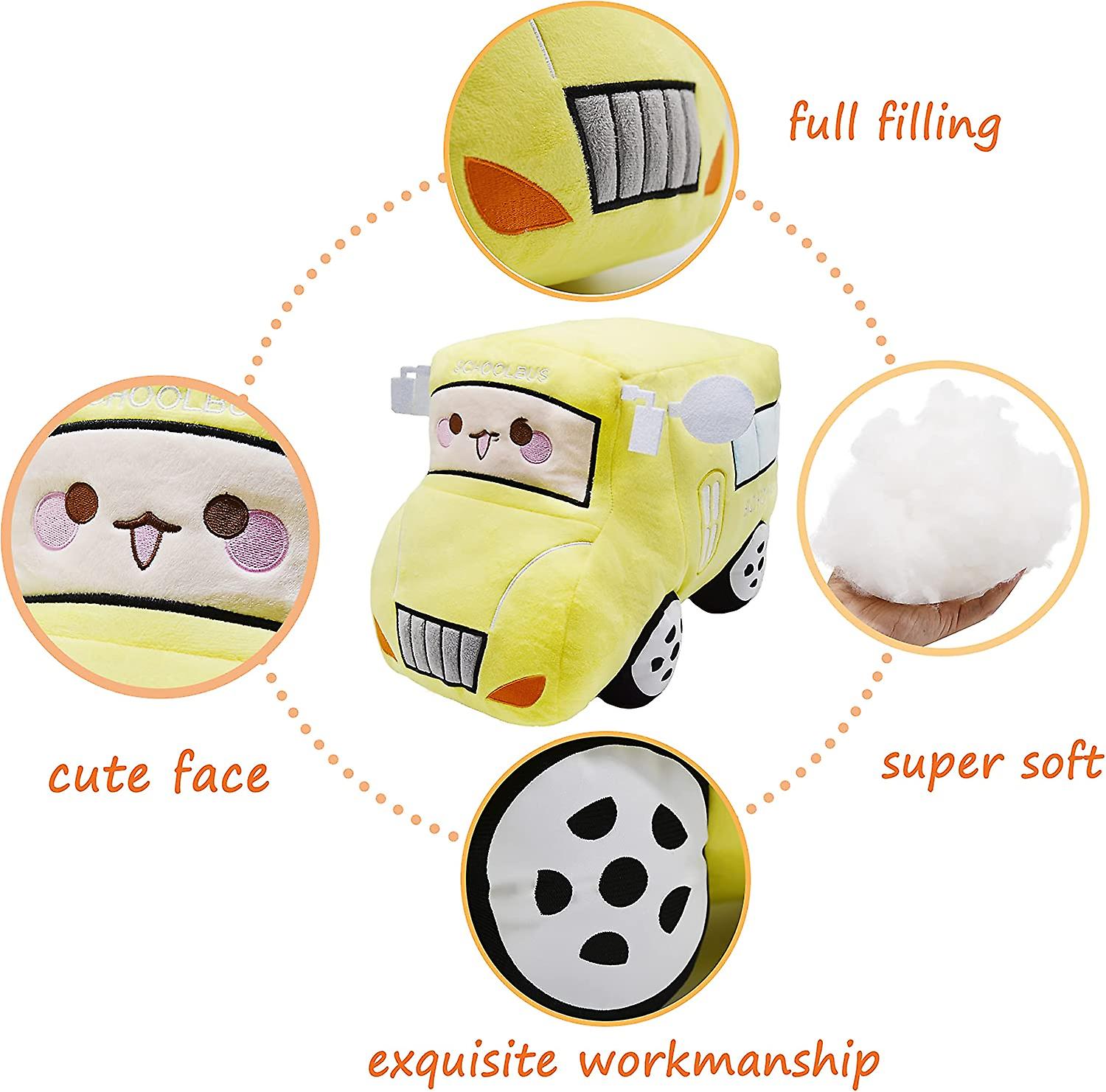 Soft Plush School Bus Stuffed Car Toy Super Cute Yellow Truck Plushie Excellent Gifts For Kids Or Birthday Party 11 Inches