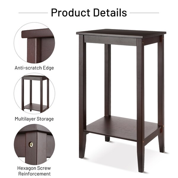 End Table， 2-Tier Nightstand with Shelf， Narrow Side Table for Small Space in Living Room， Bedroom and Balcony