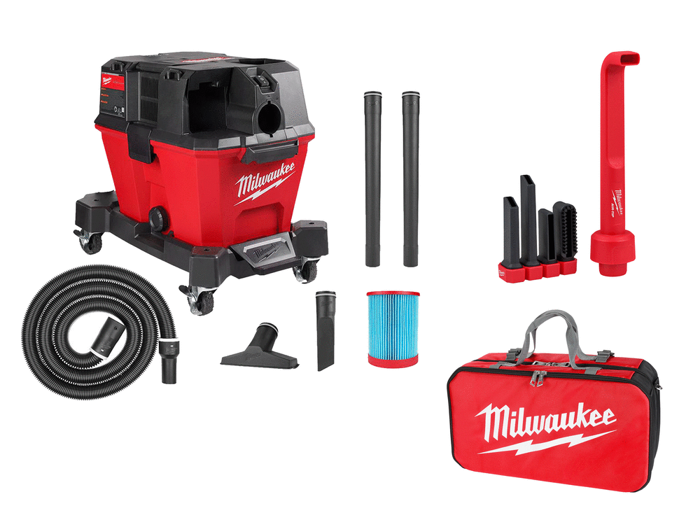 Milwaukee M18 FUEL 6 Gallon Wet/Dry Vacuum Bare Tool with 4-in-1 Cleaning Tool and Storage Bag Bundle 0910-20-2026-2019 from Milwaukee