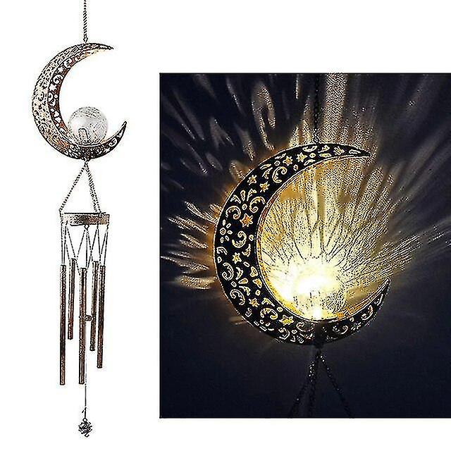 Iron Hollow Sun Moon Wind Chimes Outdoor Landscape Ornaments Hanging Outdoor Garden Waterproof Garden Lights