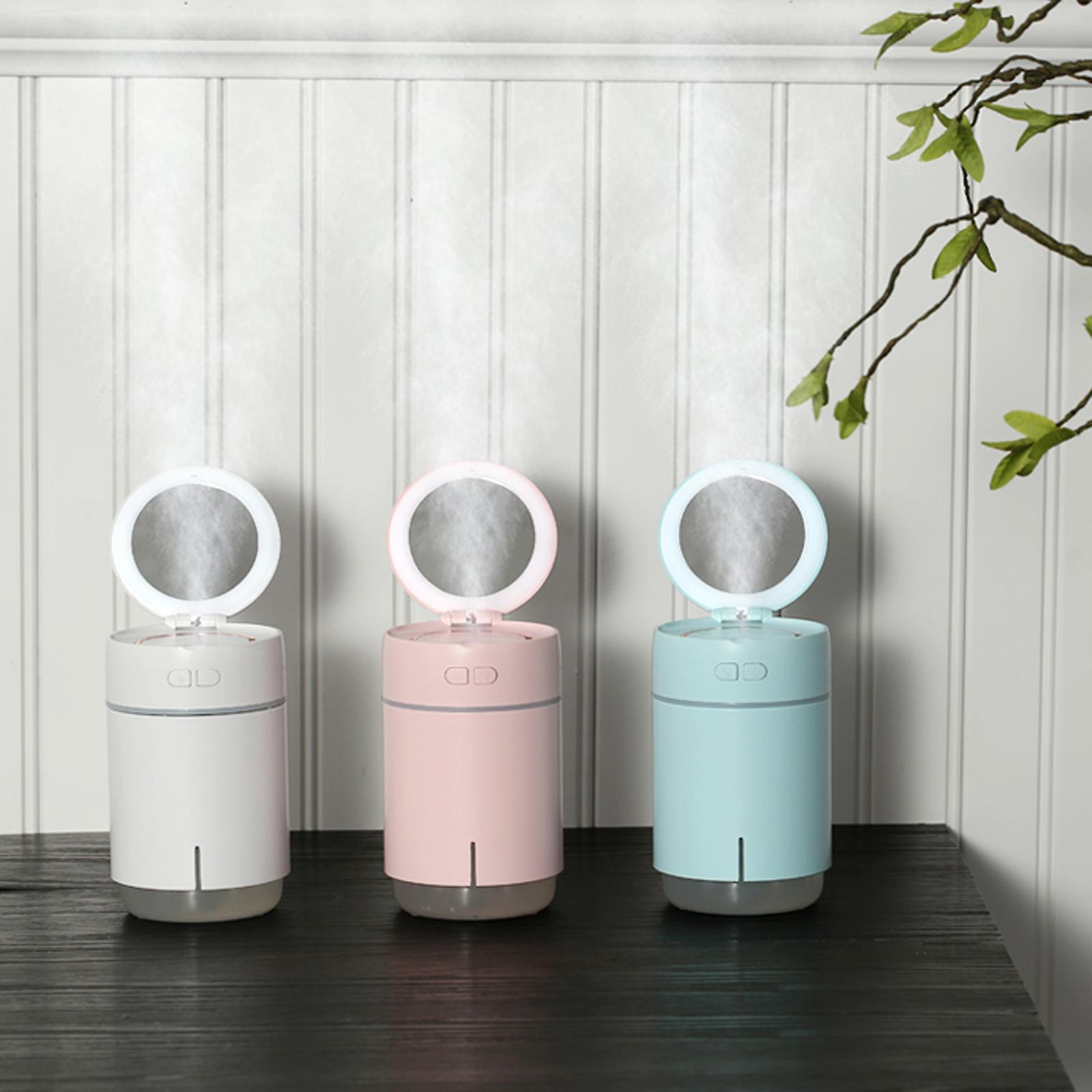 400ml Mist Humidifier Diffuser With Mirror Rechargeable Colorful Night Light Auto-shut Off Humidifier Essential Oil Diffuser Cool Desktop Quiet Usb Po