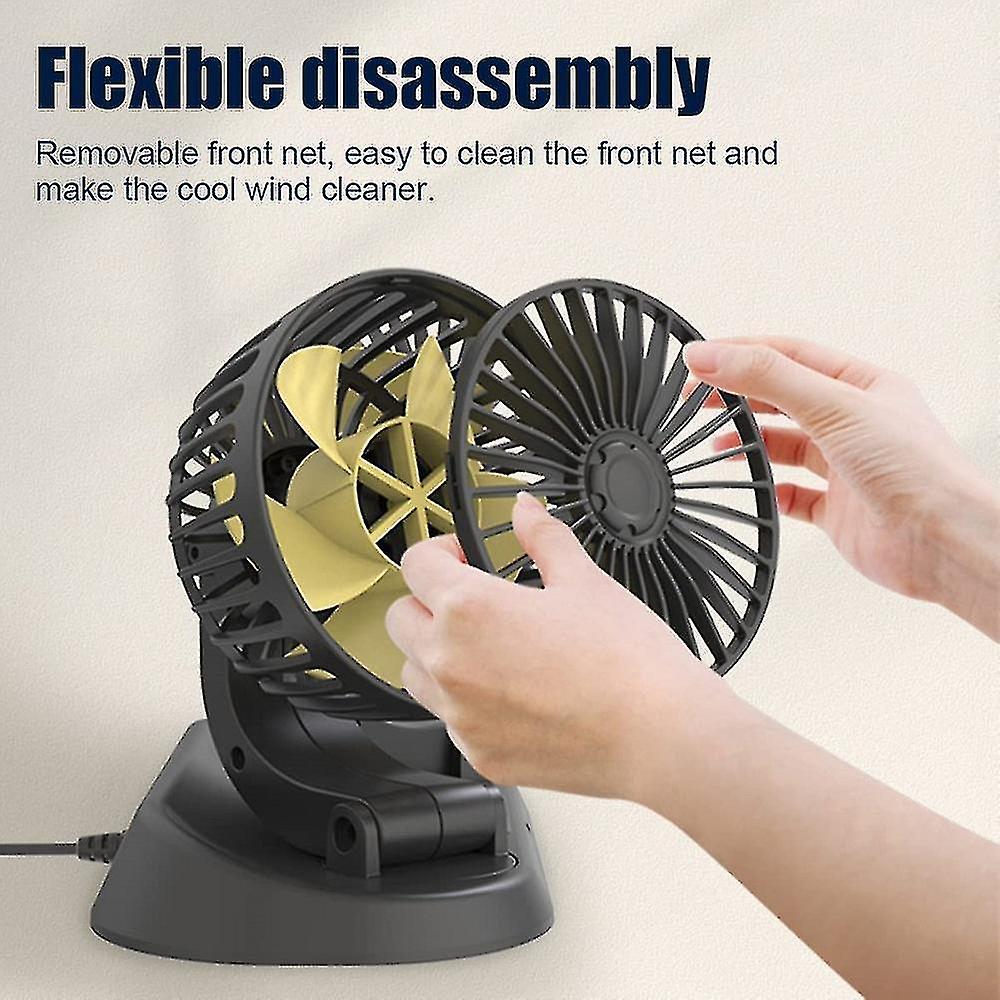 Dual Head Car Fan Rotatable Dashboard Electric Cooling Fan For Car Suv Truck