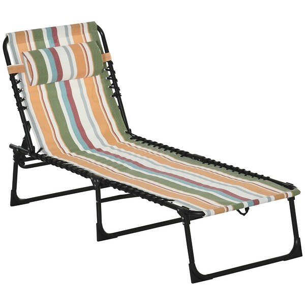 Outsunny Folding Chaise Lounge Chair Portable Lightweight Reclining Garden Sun Lounger with 4Position Adjustable Backrest