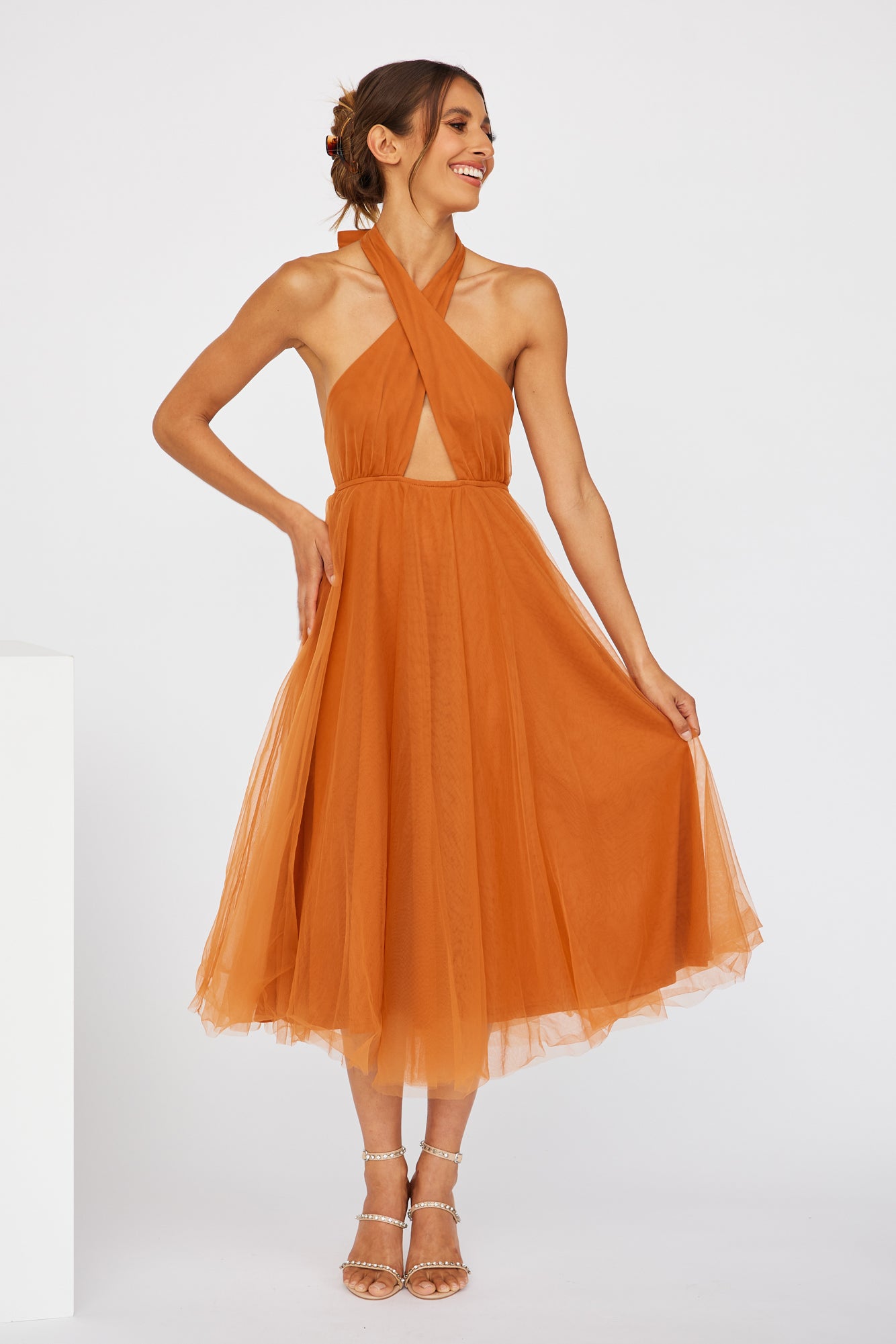 Little Tulle Much Midi Dress Orange