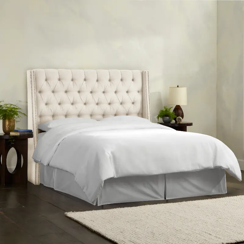 Riley Cream Tufted Wingback Twin Headboard - Skyline Furniture