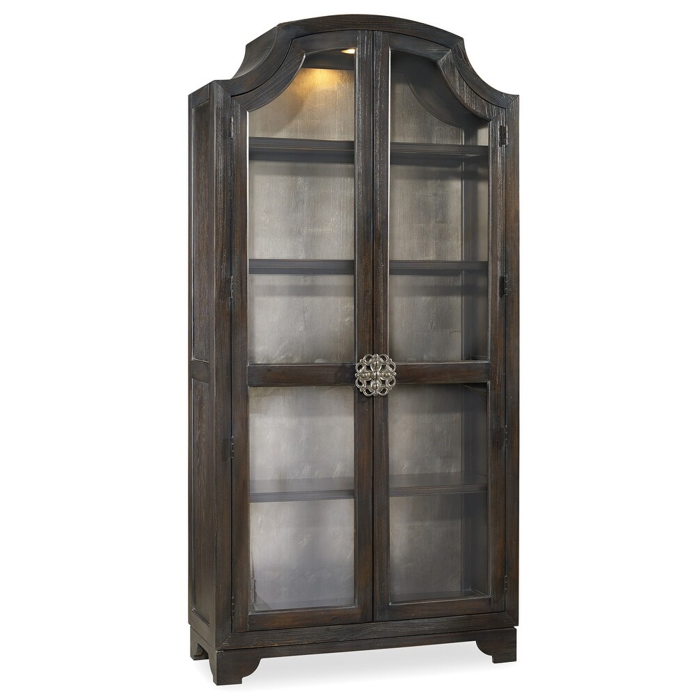 Sanctuary Glass Bunching Curio Ebony Antiqued Oak   44\