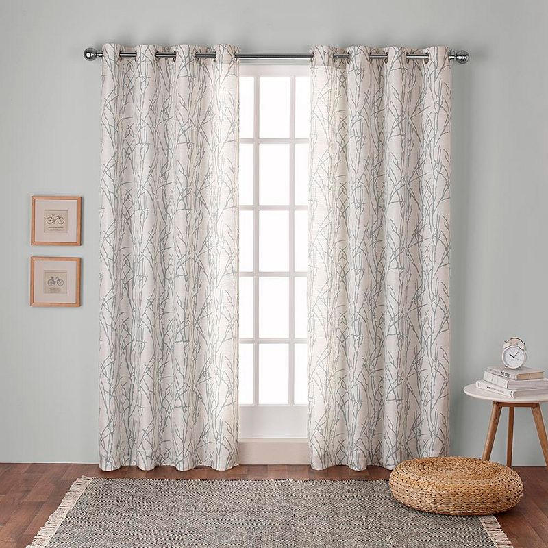 Exclusive Home 2-pack Branches Linen Blend Window Curtains