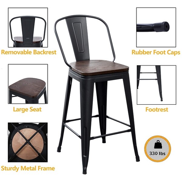 30-inch High Back bar stools farmhouse bar stools Set of 4