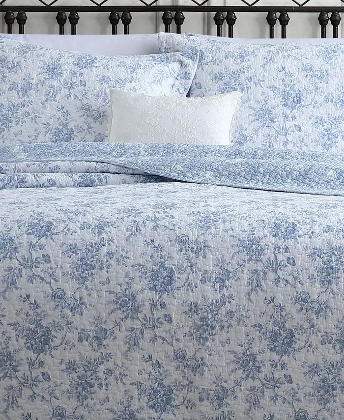 Laura Ashley Walled Garden Reversible 3 Piece Quilt Set， King