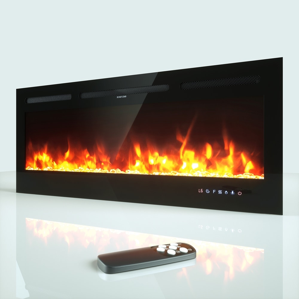 Recessed Electric Fireplace Wall Mounted Heater with Multicolor Flame