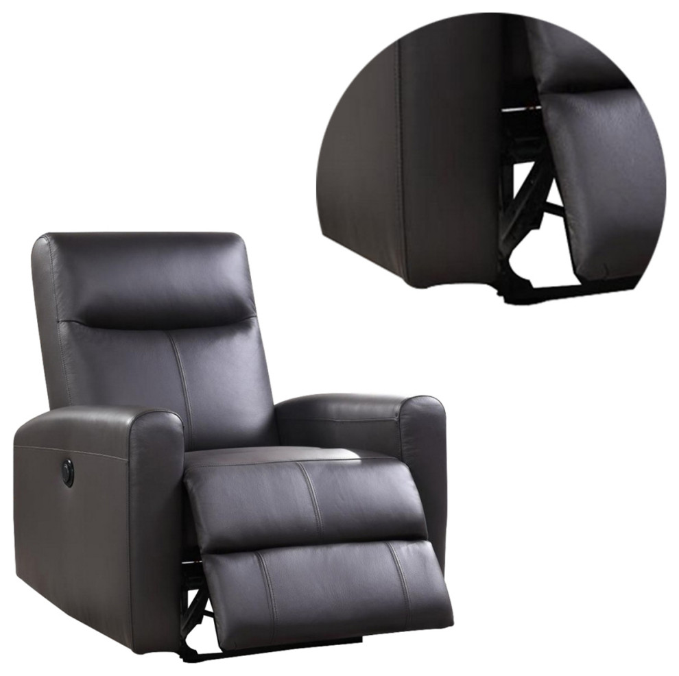 40 Inch Power Recliner Leatherette Sloped Armrest Tufted Back Gray   Contemporary   Recliner Chairs   by VirVentures  Houzz