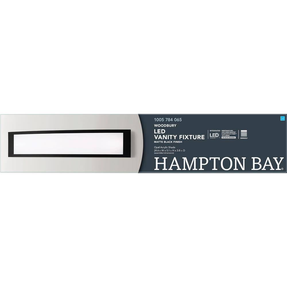 Hampton Bay Woodbury 24.5 in. Matte Black LED Vanity Light Bar IQP1381L-4BK