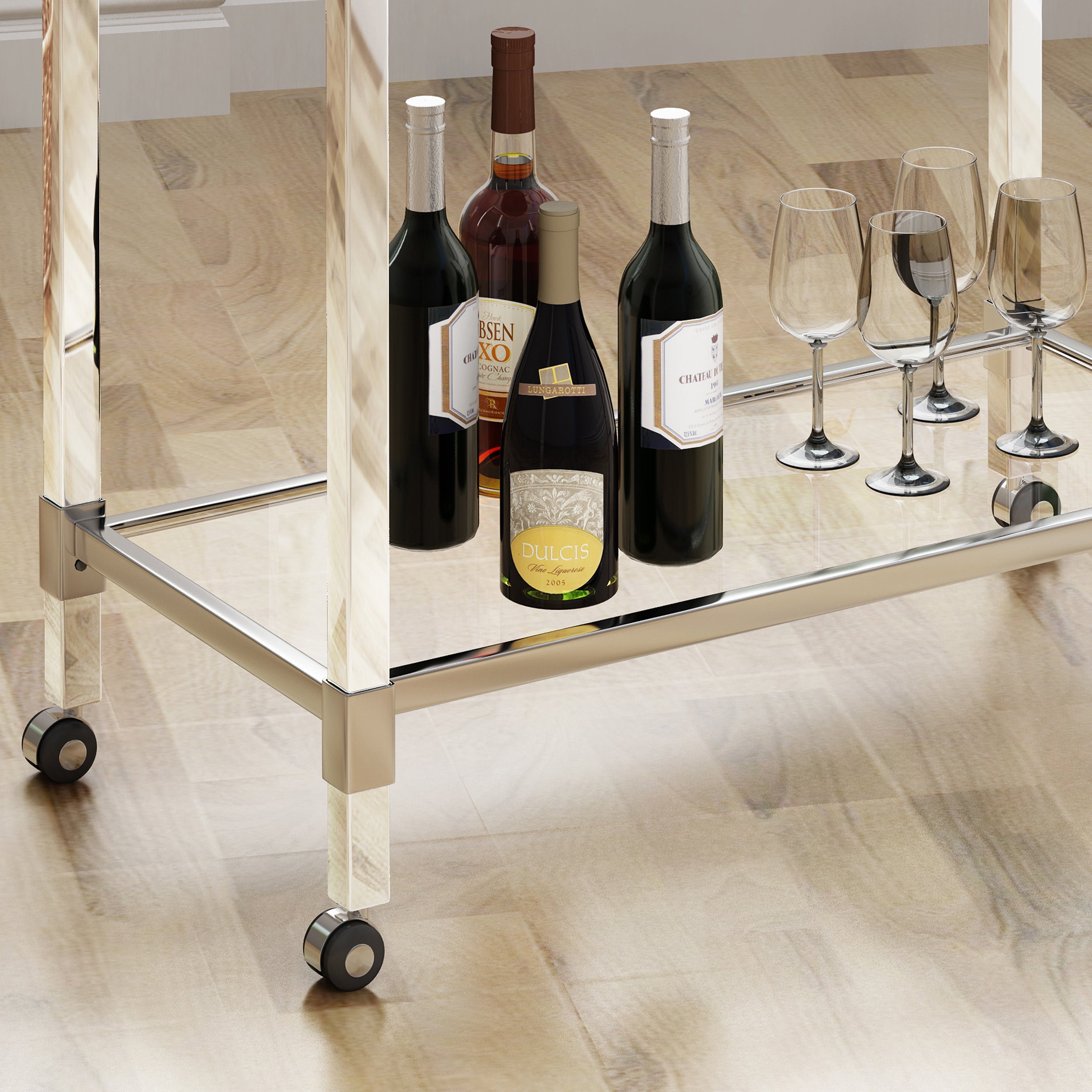 Hilary Modern Glass Bar Trolley