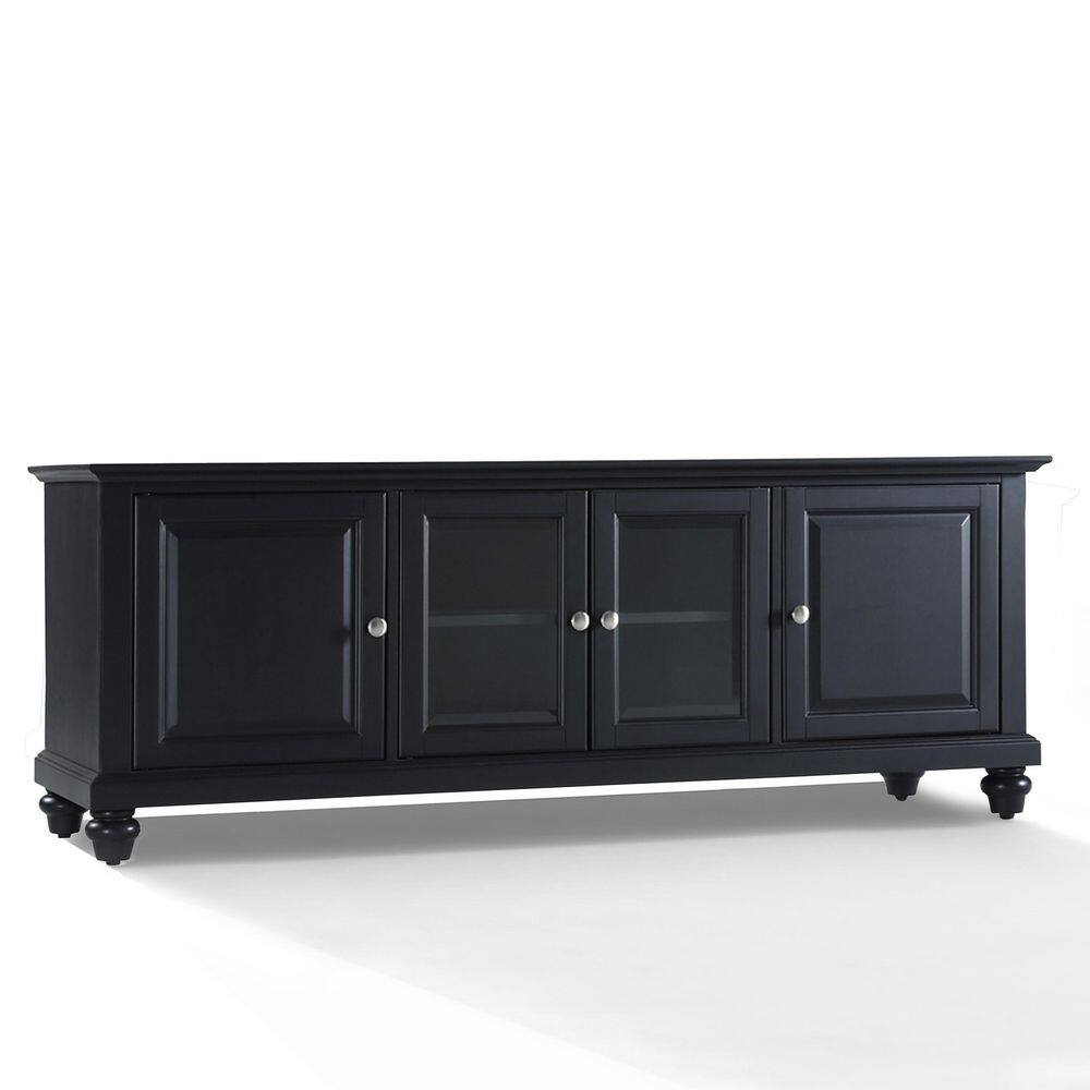 Crosley Cambridge 60 in. Black Wood TV Stand Fits TVs Up to 60 in. with Storage Doors KF10005DBK