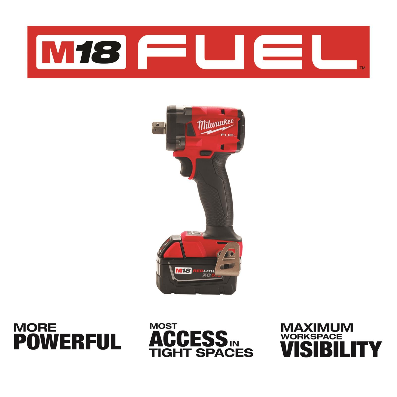 Milwaukee Tool 2855P-22R Milwaukee M18 FUEL 1/2 in. Compact Impact Wrenches