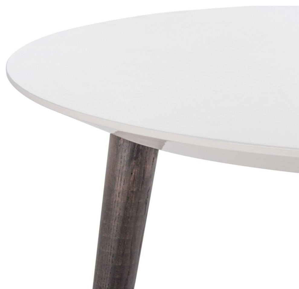 Shae Retro Mid Century Round Lacquer Accent Table White/Dark Brown   Midcentury   Side Tables And End Tables   by Peachtree Fine Furniture  Houzz