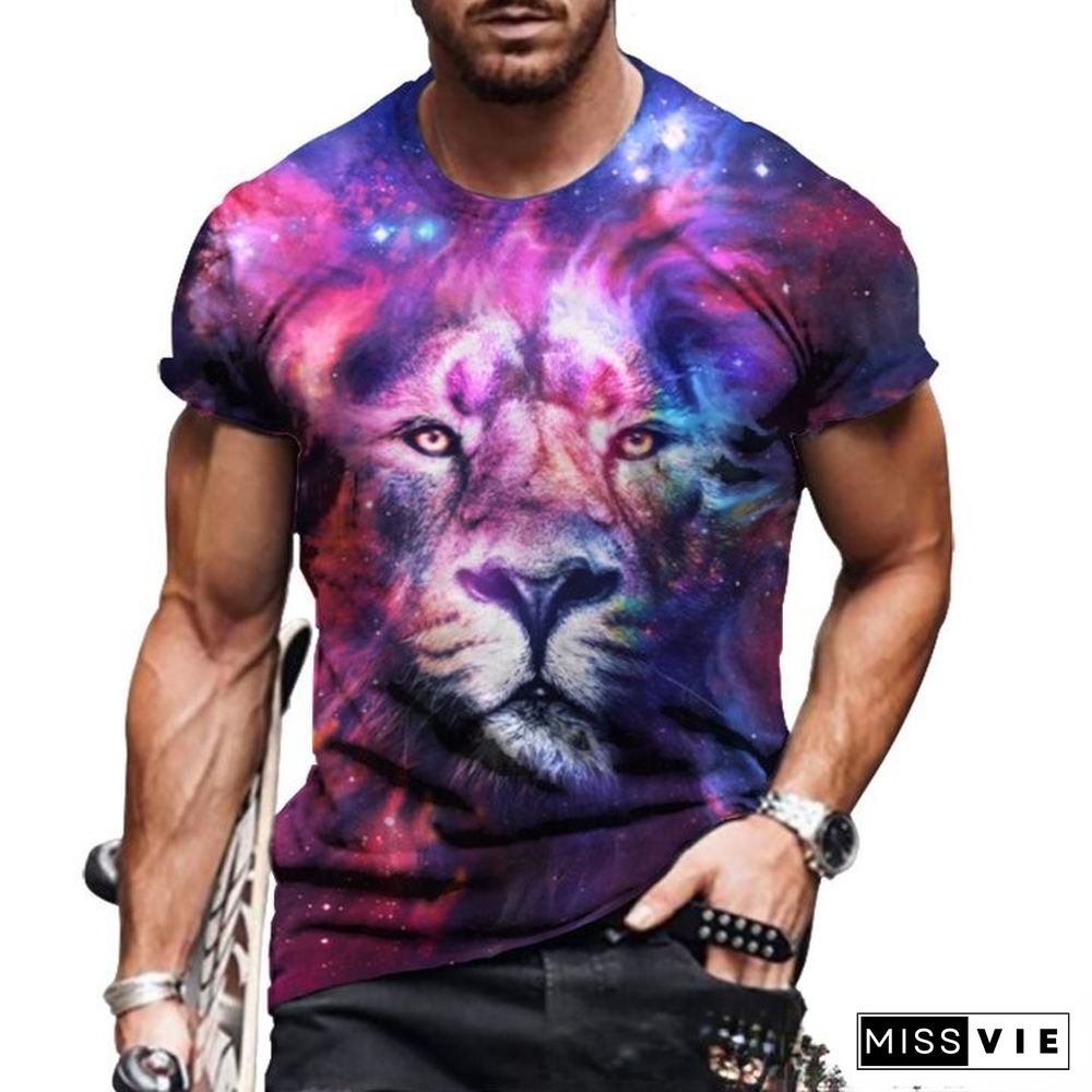 Crew Neck Personalized Short Sleeve T-shirt 3d Digital Print