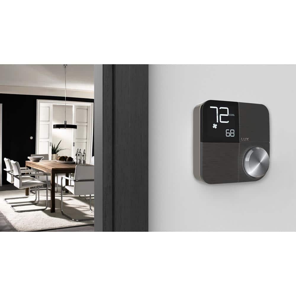 Lux Kono Smart WiFi Thermostat with Interchangeable Black Stainless Steel Faceplate