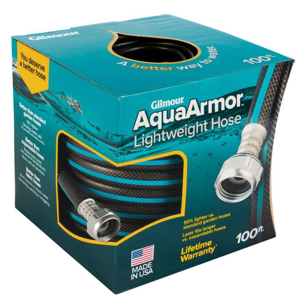 Gilmour 12 in. x 100 ft. Black Plastic Aquaarmor Hose 7012483