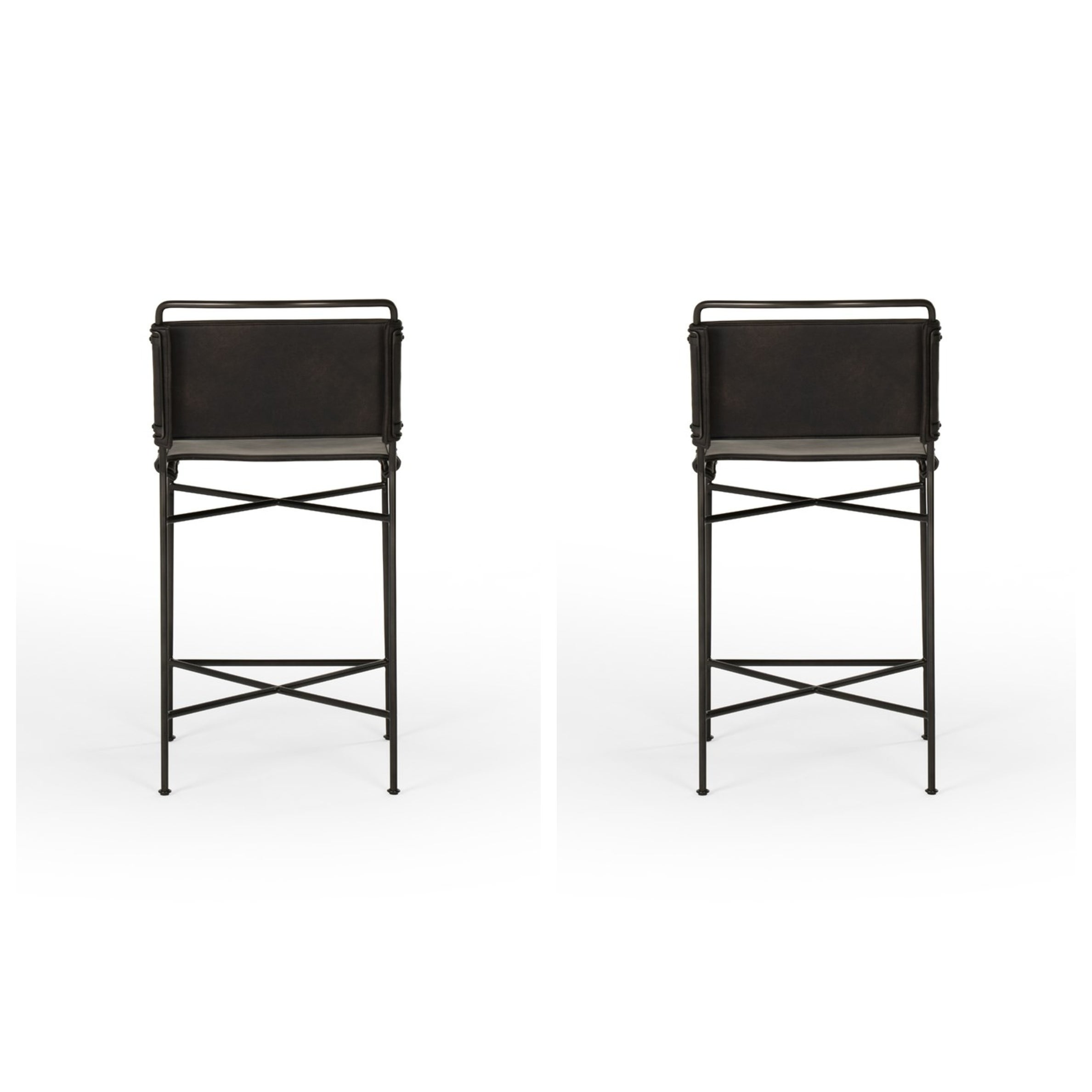 Wharton Counter Stool (Black， Set of 2)