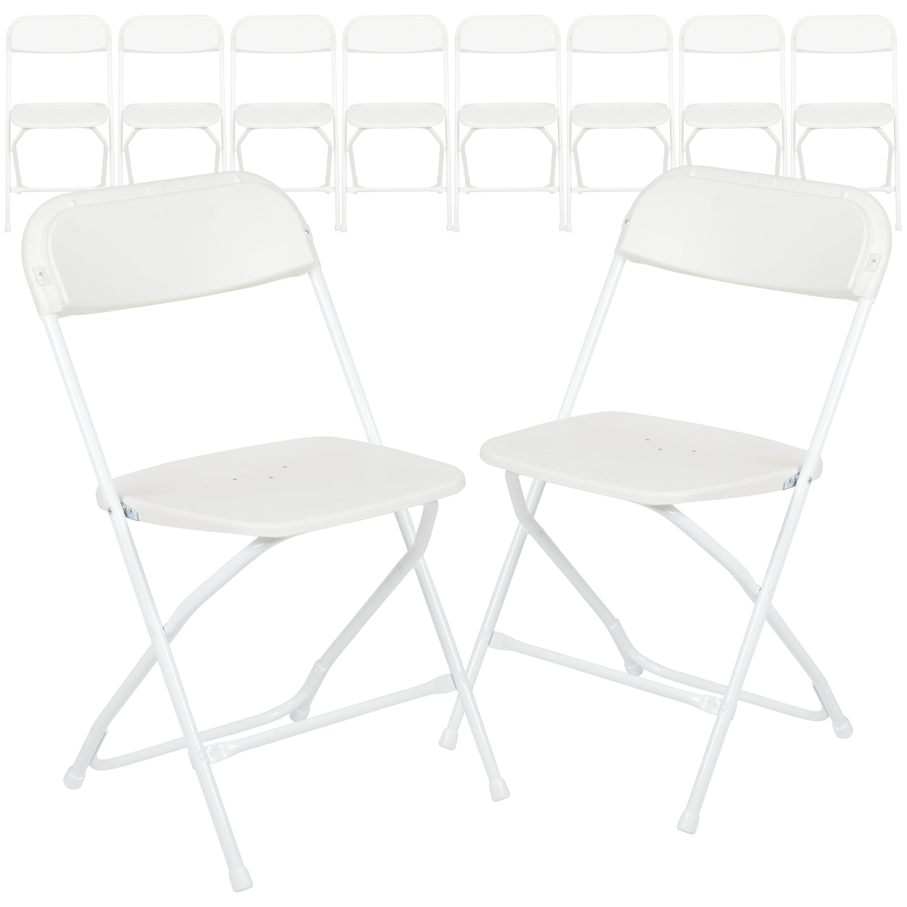 Flash Furniture Hercules™ Series Plastic Folding Chair - White - 10 Pack 650LB Weight Capacity Comfortable Event Chair-Lightweight Folding Chair