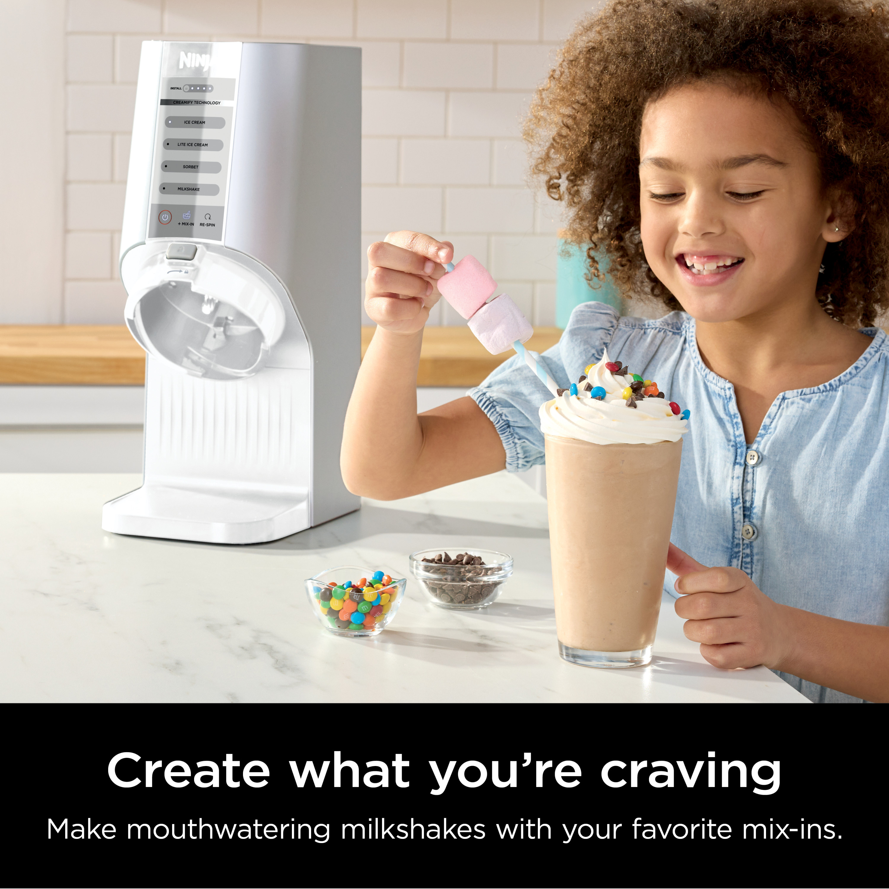 Ninja CREAMi Breeze Ice Cream Maker and Frozen Treat Maker with 5 One-Touch Programs - White， NC100