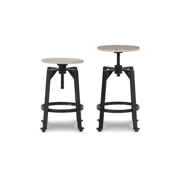 Signature Design by Ashley Karisslyn Whitewash/Black Adjustable Height Swivel Counter Stool (Set of 2) - 19