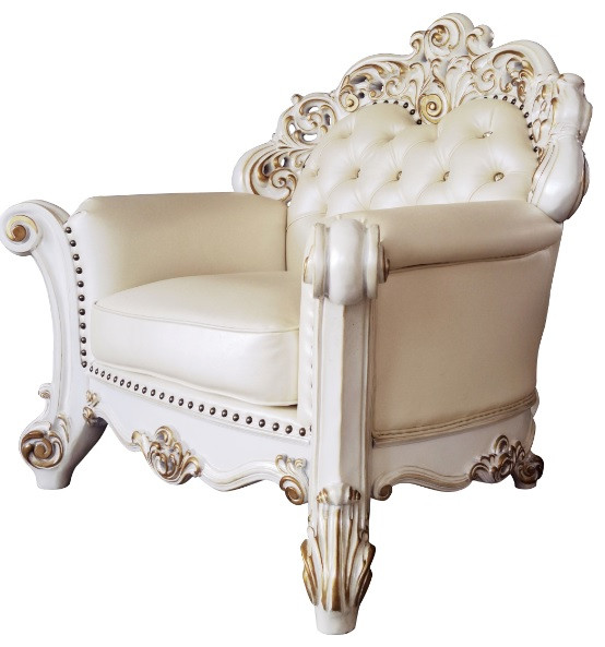 ACME Vendome Chair w/Pillow in Champagne PU  ampAntique Pearl Finsih   Victorian   Armchairs And Accent Chairs   by Acme Furniture  Houzz