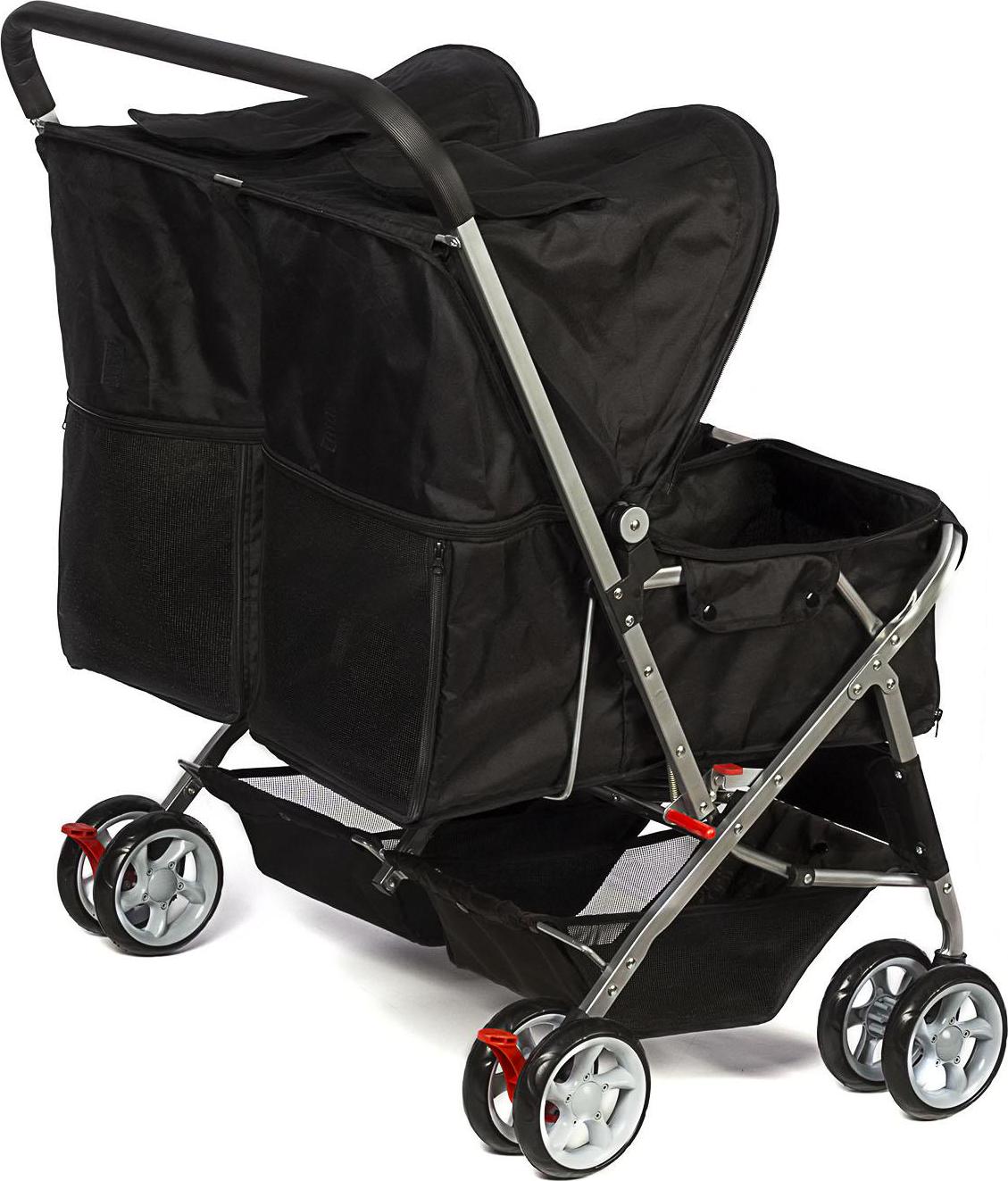 Paws and Pals Double Pet Stroller for Cats and Dogs Folding 4Wheel Carrier Jogger (Black)  Crowdfused