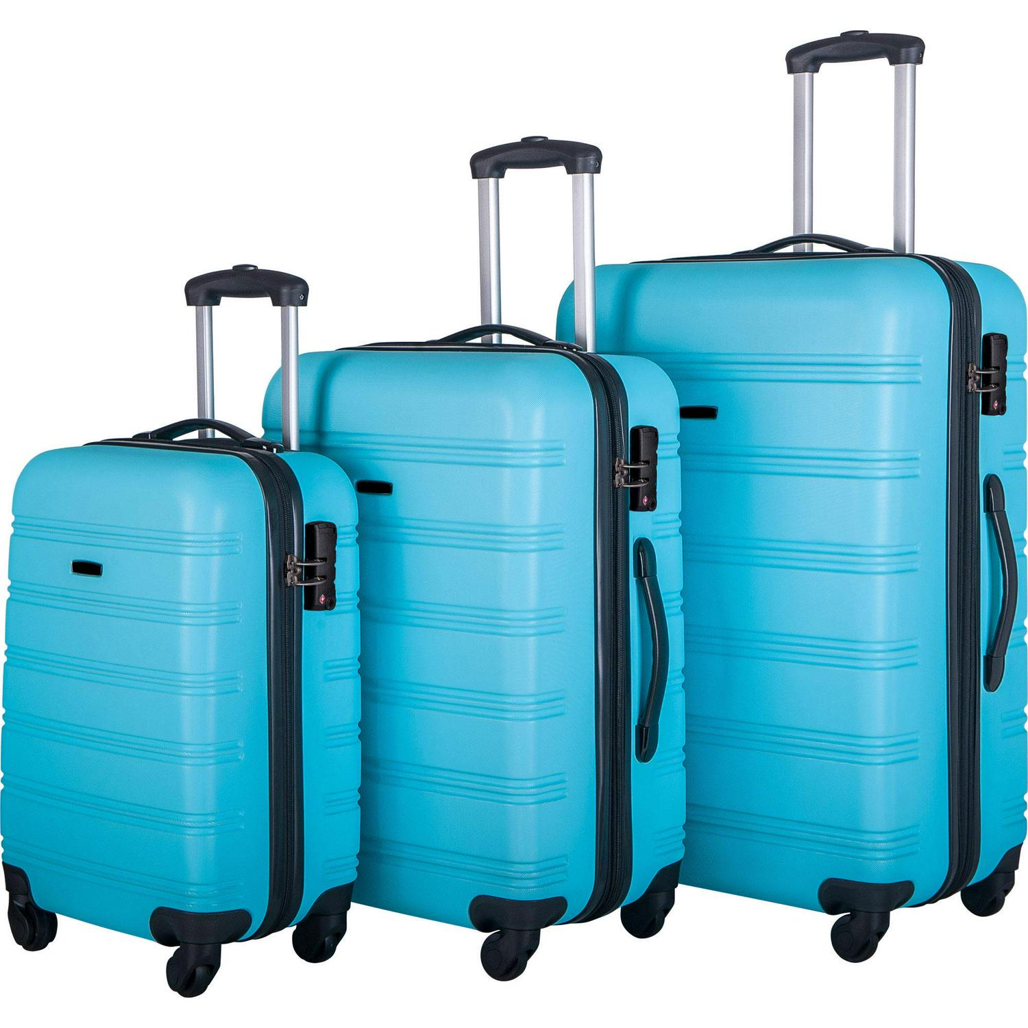 3 Pcs Luggage Set Expandable Hardside Lightweight Spinner Suitcase with TSA Lock [Upgraded Version]，Sky Blue