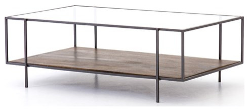 Ferguson Coffee Table Dark Iron  Aged Brown  Tempered Glass   Transitional   Coffee Tables   by Rustic Home Furniture Deco  Houzz