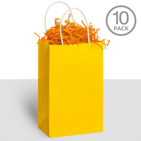 Amscan 261389 Kraft Handle Bags Yellow (10 Pack)  ...