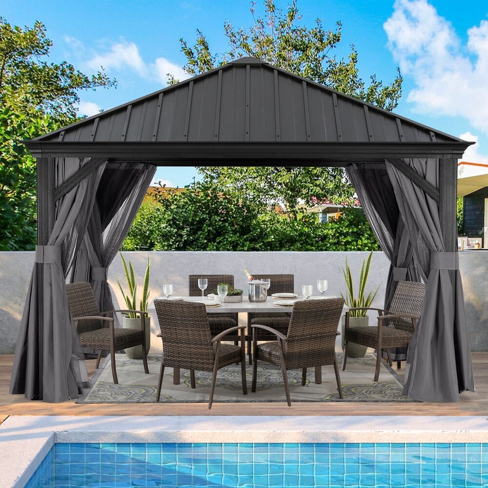 ABCCANOPY Outdoor Hardtop Gazebo with Galvanized Steel Double Roof