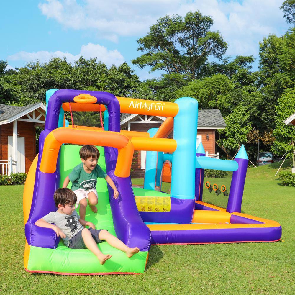 dubbin Large Inflatable Bounce House with Basketball Hoop Dart Target and Huge Jumping Area with 450 Watt Blower FXINC-A004