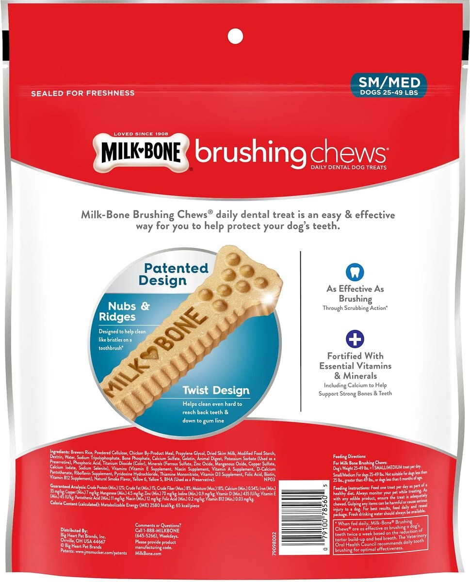 Milk-Bone Brushing Chews Daily Dental Dog Treats， 27.5-oz bag