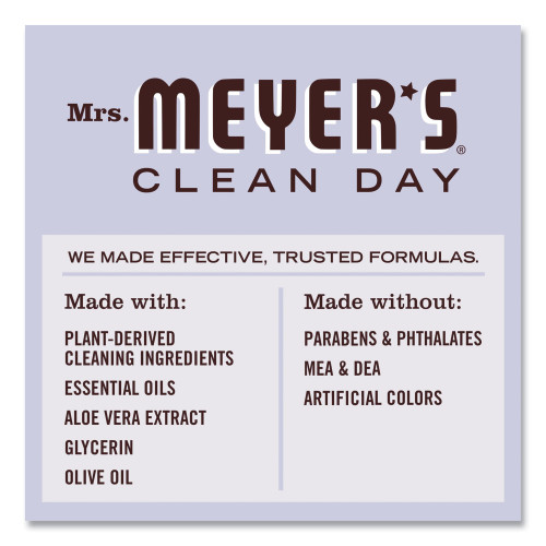 Mrs. Meyer's Clean Day Liquid Hand Soap， Lavender， 33 oz， 6/Carton (651318)