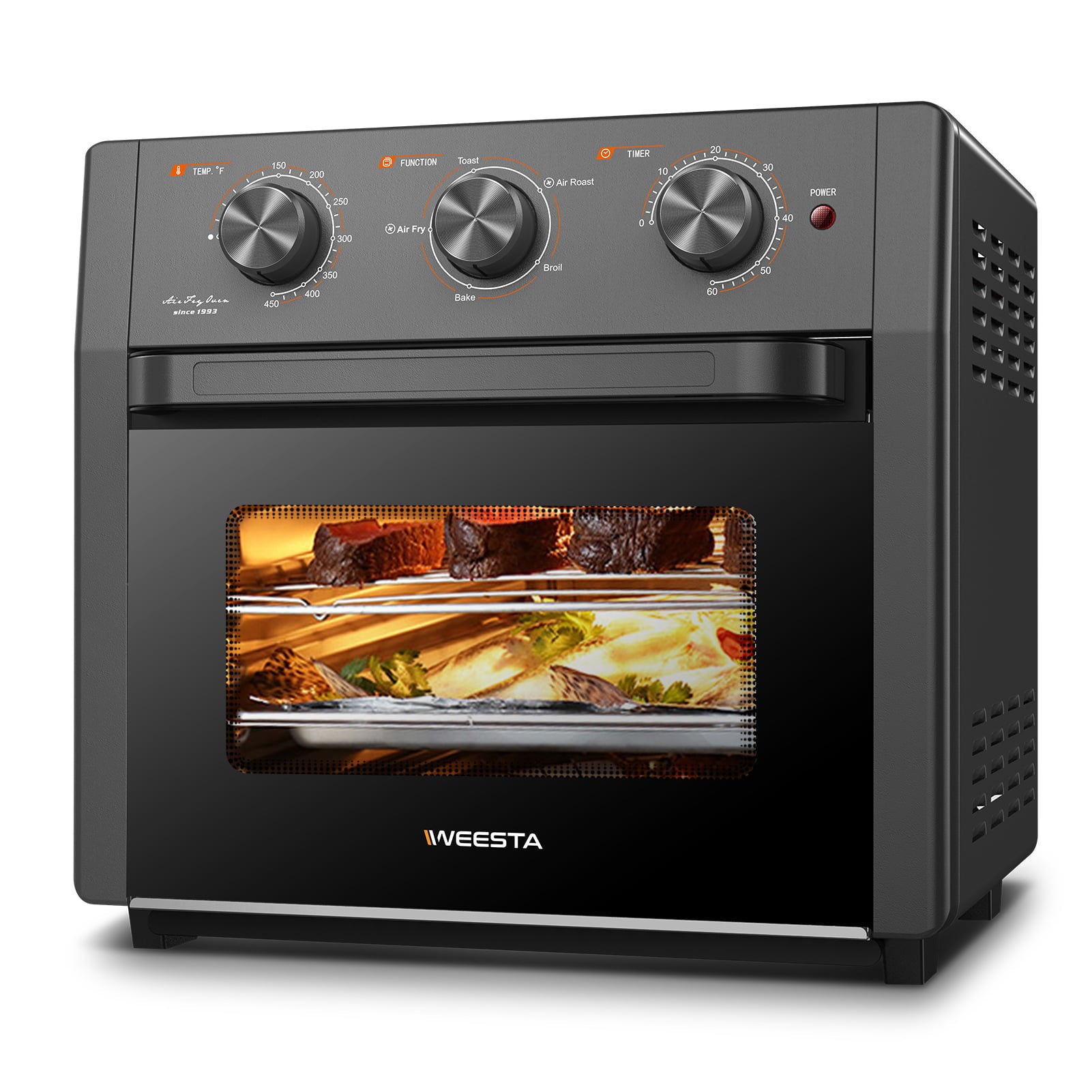 Weesta Air Fryer Toaster Oven, 20 Quart Convection Roaster with Broiler, Rotisserie, Dehydrator, Pizza Oven, Touch Screen 5 in 1 Toaster Oven Combo, with 360° Air Circulation, 1300W