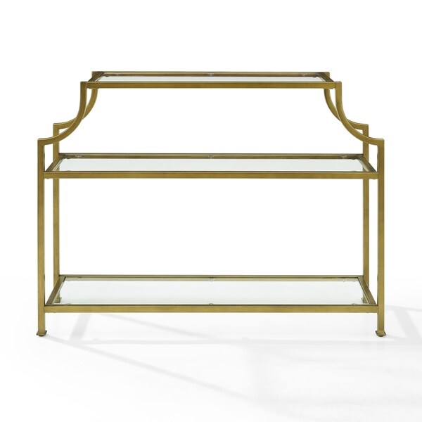 Aimee Glass/ Gold Finish Steel 3-tier Console Table