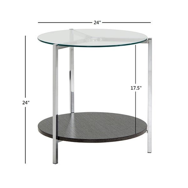 Roti Chrome End Table with Glass Top by iNSPIRE Q Modern