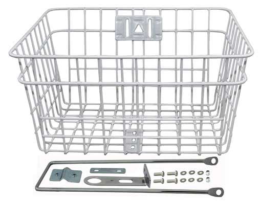 Steel Wire Basket W/Braces White. for bicycle basket， bike basket， lowrider bikes， beach cruiser， limos， stretch bike parts