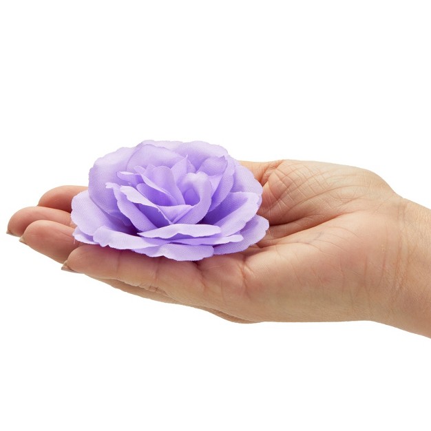 Juvale 50 Pack Light Purple Artificial Flowers For Decoration 3 Inch Stemless Silk Cloth Roses For Wall Decor Wedding Receptions Spring Decor