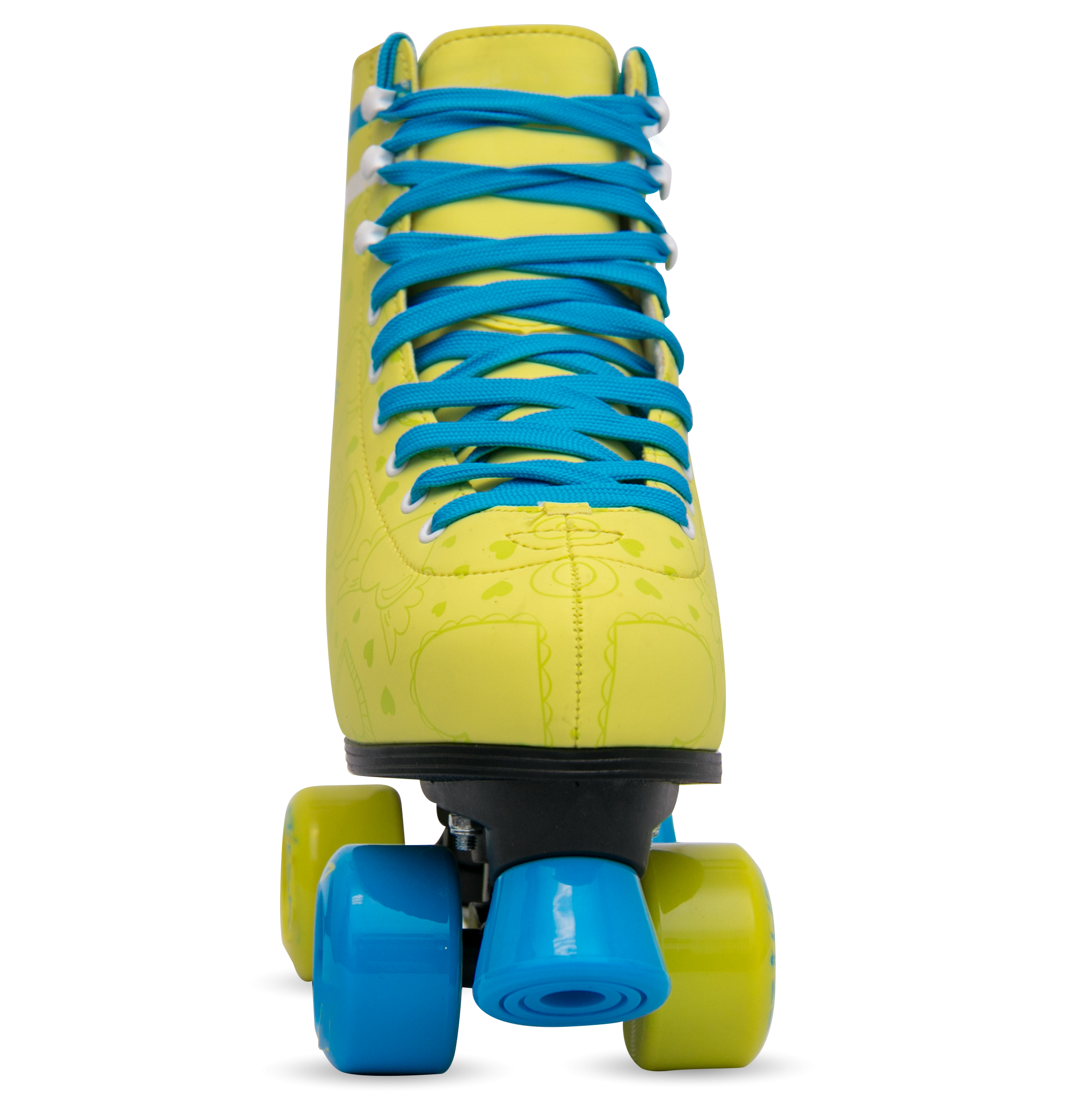 Quad Roller Skates for Girls and Women Size 7 Women Yellow and Blue Heart Outdoor Indoor