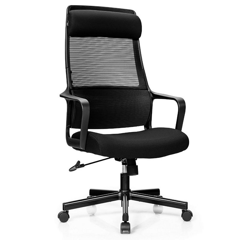 Adjustable Mesh Office Chair with Heating Support Headrest