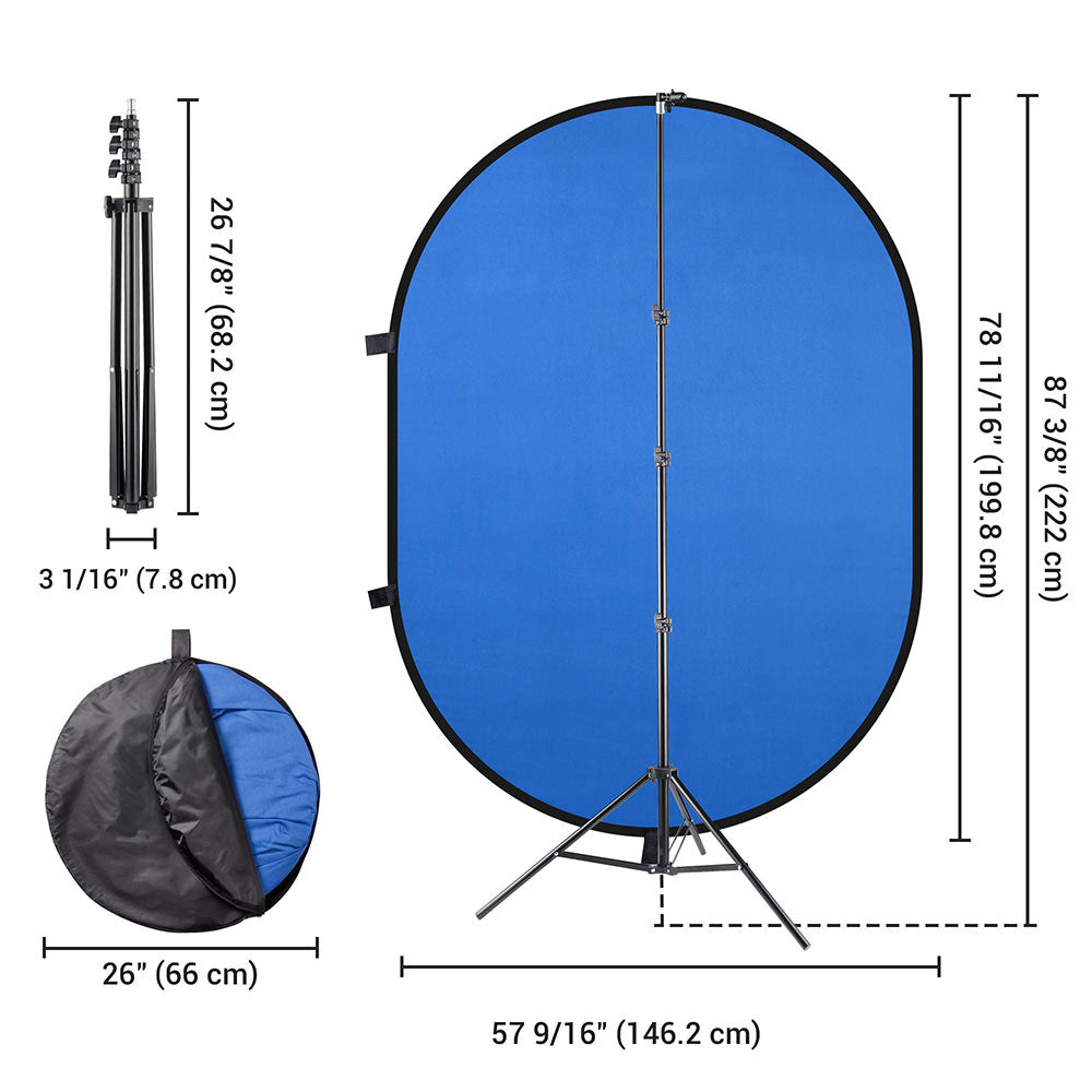 Yescom Blue-Green Chromakey Collapsible Background with Stand, 5'x7'