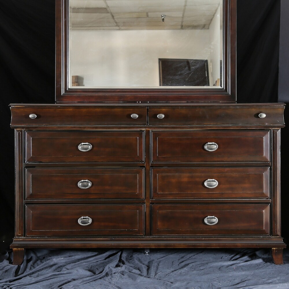 Dere Transitional Brown Cherry 56 inch Wide 8 Drawer Wood Dresser by Furniture of America